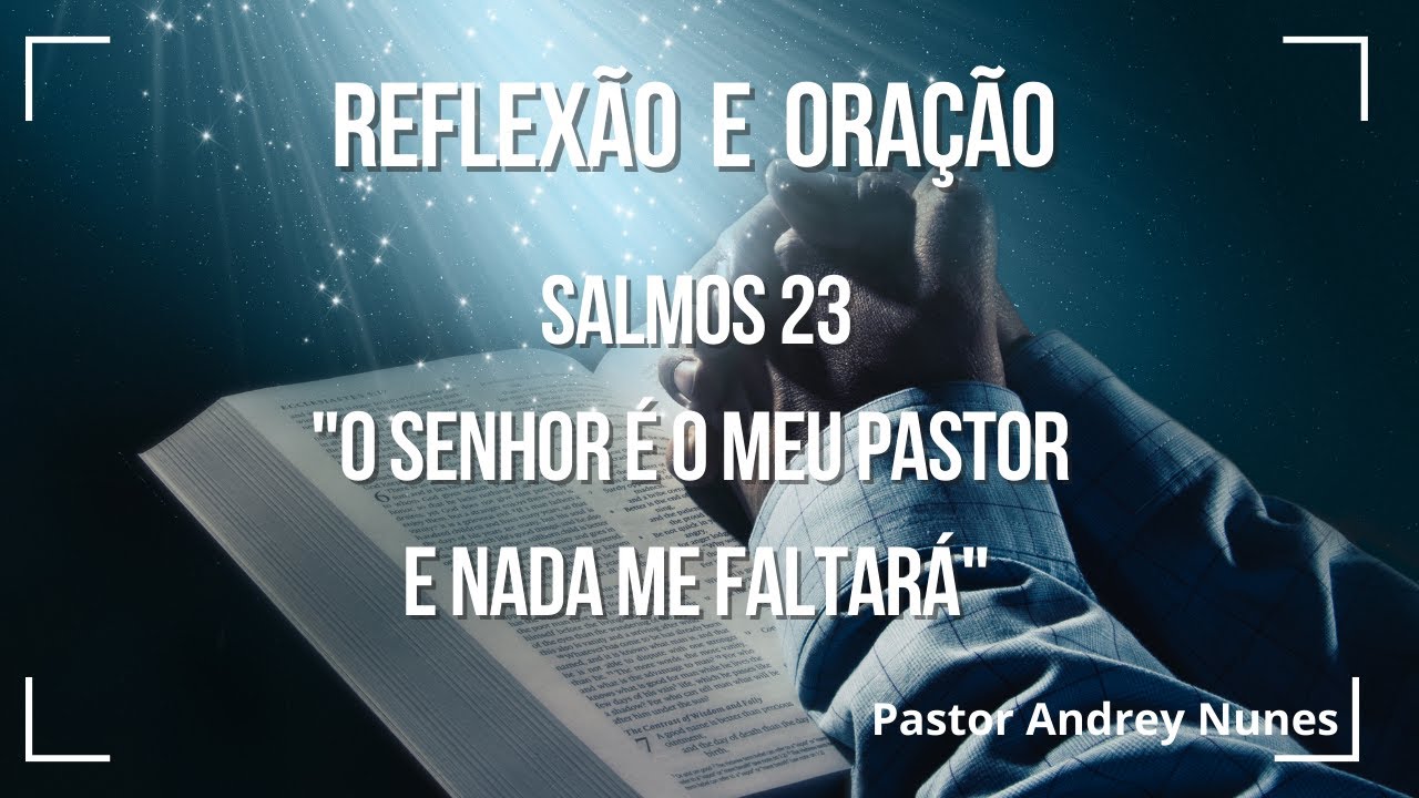 Salmos 23:1-3 O SENHOR é o meu pastor: nada me faltará. Ele me faz  descansar em pastos verdes e me leva a águas tranquilas. O SENHOR renova as  minhas forças e me