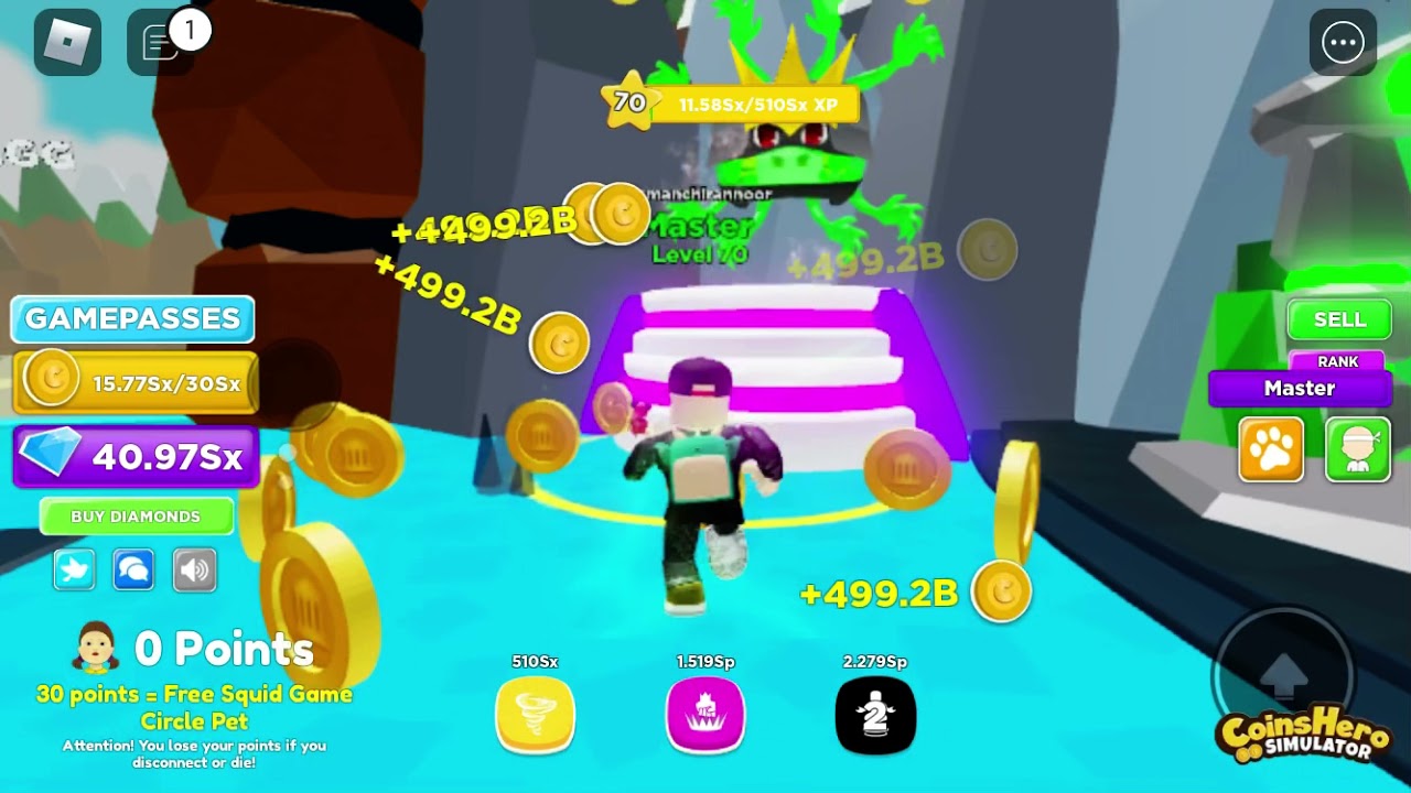 Level 70 in coin hero simulator | Roblox