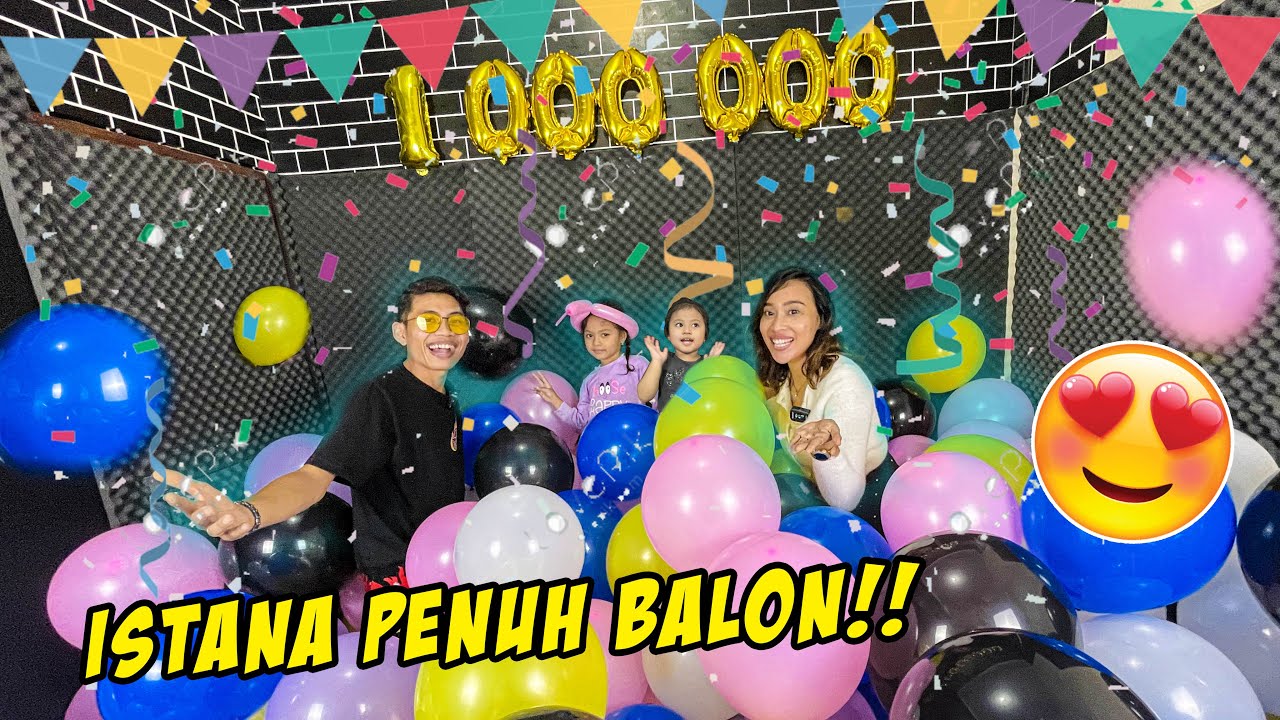 WOW KITA PENUHI STUDIO DENGAN RIBUAN BALON‼️ PERAYAAN 1 JUTA SUBSCRIBERS‼️😱