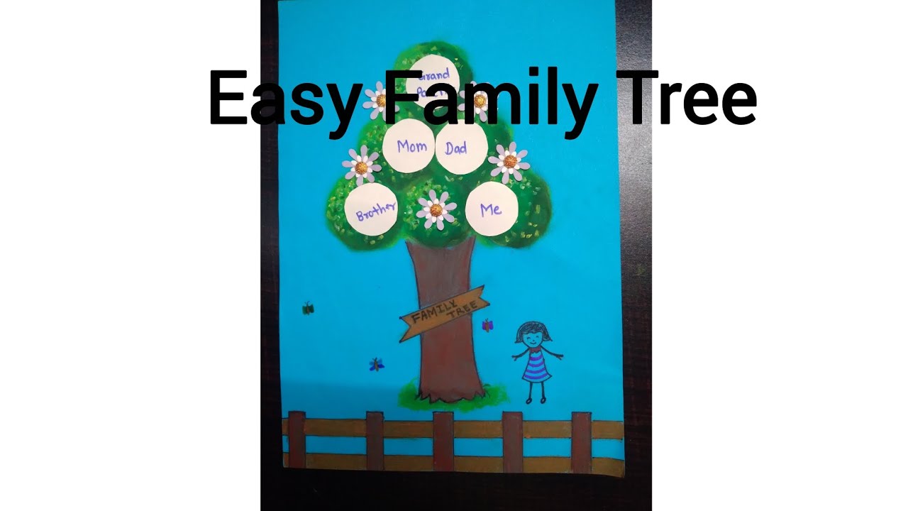 Easy and beautiful Family Tree👨‍👩‍👦‍👦🌳 How to draw easy Fami tree 