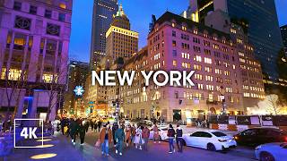 MANHATTAN EVENING, 5th Avenue Walking Tour 4K