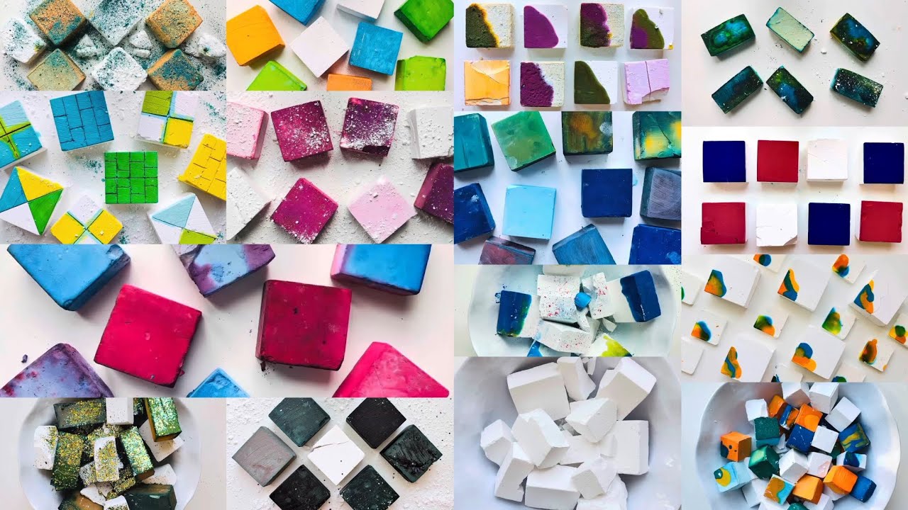 Soft bright colourful chalk crushing ASMR : calming edit comp of @bluedaisy_creative,very satisfying