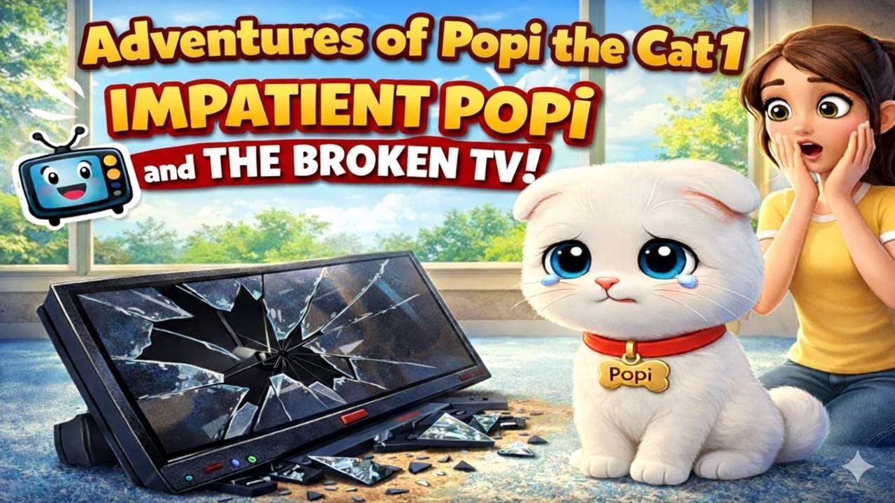 The Adventures of Popi the Cat #1 | Impatient Popi and the Broken TV! | Educational Fairy Tales