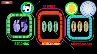 65 Seconds Colorful Rectangle  Timer Alarm 🔔 Milliseconds,Microseconds