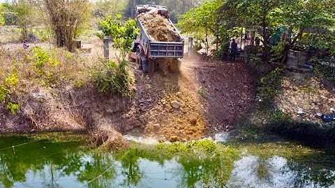 Perfect Start Over Project!! This Pond​ Land Size Was Deleting With Team Trucks 5T& Bulldozer Erase.