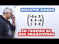 Discutir Rango en función de dos parámetros. Por Gauss.