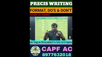 Precis Writing Strategy for UPSC CAPF | How to write Precis in UPSC CAPF AC Paper 2? #capf #upsc