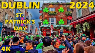 Huge Crowds in Dublin St. Patrick's Day 2024 4K Walking Tour Ireland
