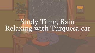 Study Time | Rain | Soft Music | Relaxing with Turquesa cat screenshot 4