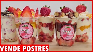 Receta MILLONARIA 💲 6 FRESAS con CREMA Postres Para GANAR muchos CLIENTES