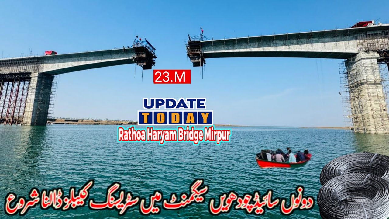 Rathoa Haryam Bridge Mirpur/دونوں سائیڈ  سٹریسنگ کیبلز ڈالنا شروع/Mirpur Azad Kashmir/New Update
