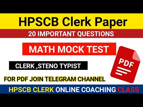 Math 20 Important Questions For HPSCB Clerk | Math Mock Test For HP ...