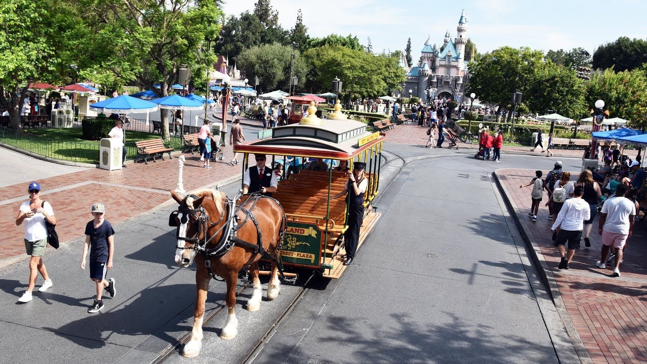 walt disney world vacation Disneyland Omnibus Upper Level POV Ride Down Main Street USA to Sleeping Beauty Castle 2017