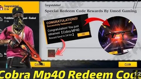 Free Fire Cobra Mp40 Redeem Code | Free Fire Redeem Code Today | Cobra Mp 40 Return Redeem Code FF