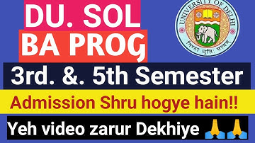 SOL BA PROG 3rd and 5th Semester admission form 2021 Step By Step Procedure