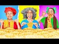 ME VS GRANDMA COOKING CHALLENGE 👵 🍯 Food Battle 😱 Eating Only ONE Color of Food by 123 GO! TRENDS