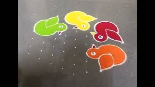 Creative kolam/ 9-5 dot's Margazhi matham special 🐥🐥 Chickes kolam/Beautiful Rongoli kolam.
