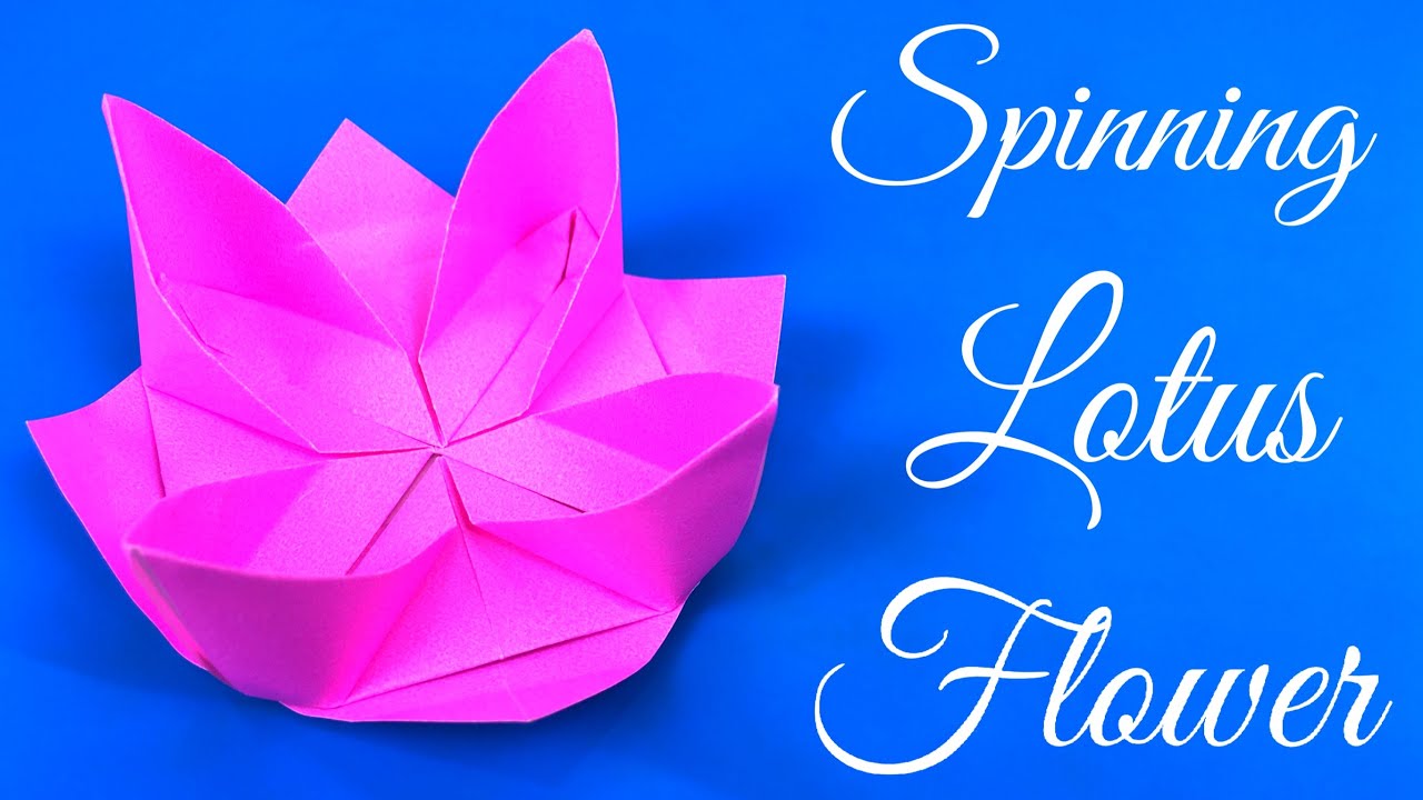 How to make a spinning lotus flower with origami 🟩 make a spinning