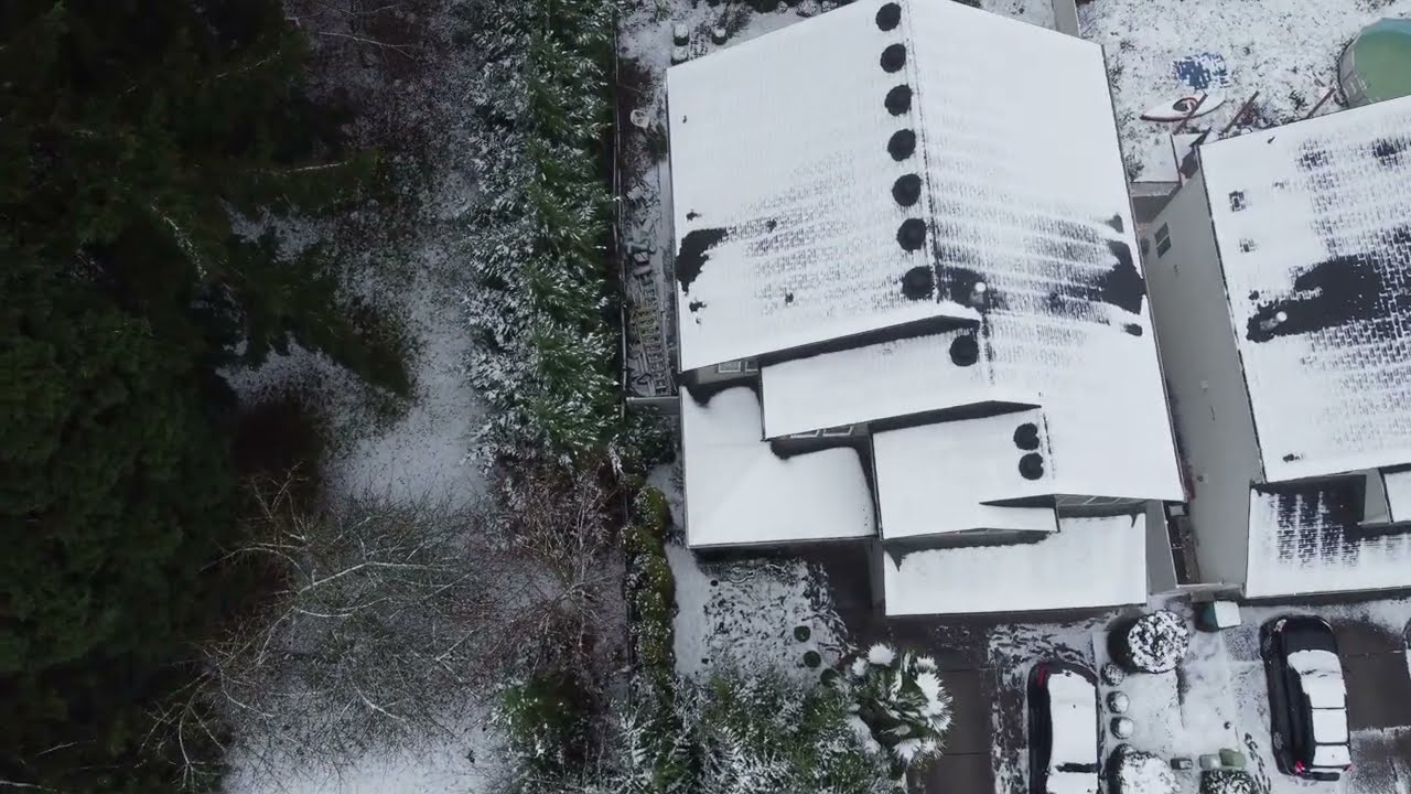 SNOW Covered Homes DRONE Video Vancouver WA