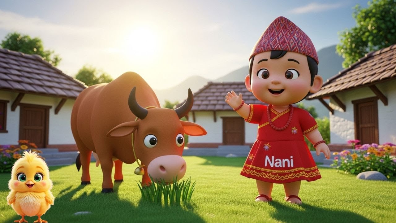 गाईसँग बिहानको भेट - Nepali BalGeet