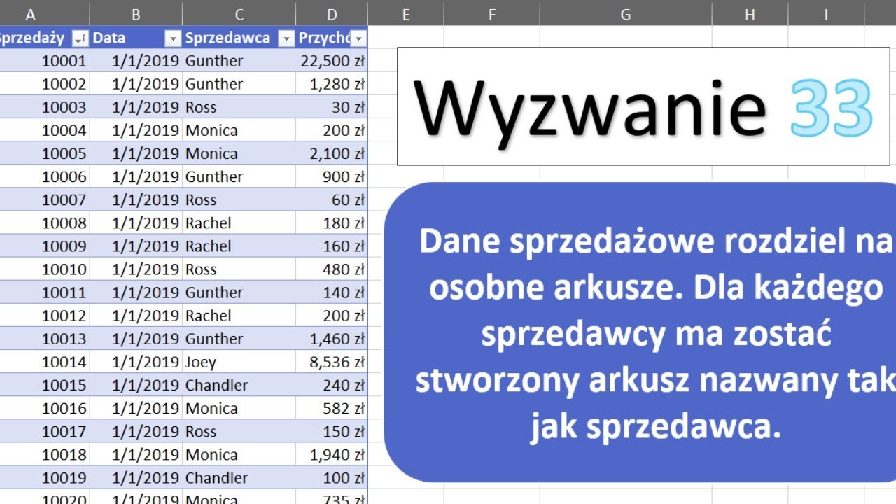 Excel VBA Arkusze i Pliki - Wyzwanie 33 - YouTube