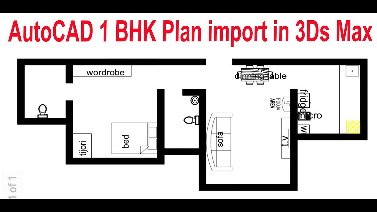 3DDesigner AutoCAD 1 BHK Plan Import In 3Ds Max Import AutoCAD File 3ddesigner-autocad-1-bhk-plan-import-in-3ds-max-import-autocad-file