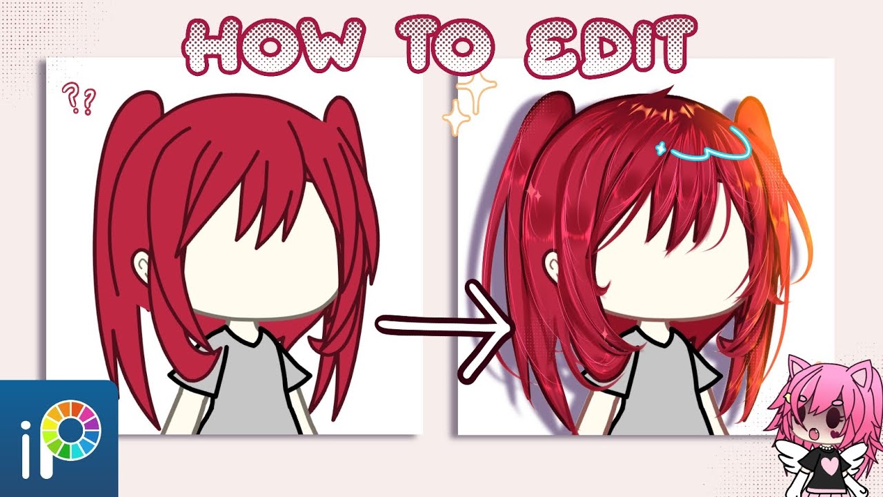 🎸| HOW TO EDIT RED HAIR? | Gacha Life Tutorial | Ibis paint X #pnkix ...