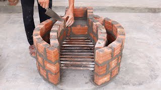 Build A Beautiful Smokeless Wood Stove With Red Bricks And Cement