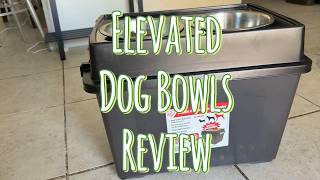 Celebrity IRIS USA Elevated Dog Bowls, 15" H Raised Bowl for Large Dogs, Airtight Pet Food Storage Profile