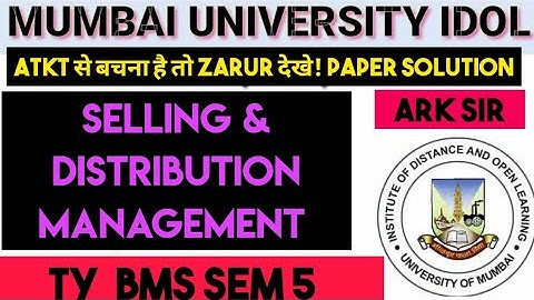 Sales & distribution Management |TYBMS Sem5|2025 Syllabus Imp QUESTION| MUMBAI UNIVERSITY |ARK sir