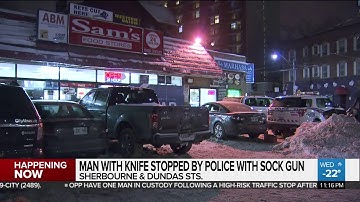 Man with knife shot with sock gun: police