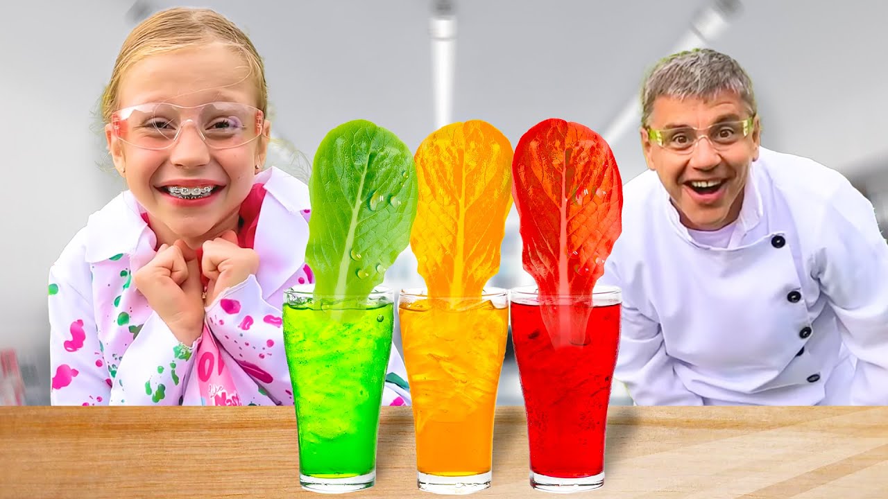 Nastya und ihre Lehrerin machen DIY-Experimente für Kinder