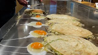 [ENG SUB]広島伝統のお好み焼き！大将の元で修行をして味を受け継いだ【八昌・西新店】職人が一生懸命つくるお好み美味いに決まってる！Japanese Street Food・OKONOMIYAKI