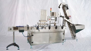 Hotmelt gluing caps wadding machine automatic lining equipment 直線式瓶蓋入墊機帶熱熔膠裝置