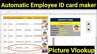 Excel - Picture Vlookup II Automatic Employees Id Card maker II