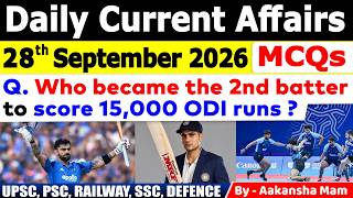 28th September 2026 Current Affairs🔥 | Daily MCQs | Today’s Most Important MCQs #currentaffairs2026