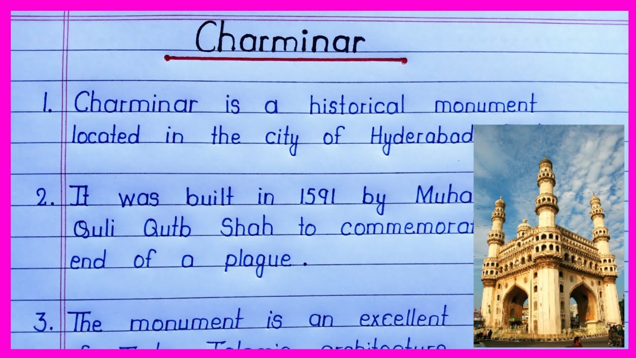 10 Lines Essay on Charminar in English || Charminar Essay in English || 10 Points on Charminar ||