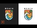 Illustrator Tutorial - Beach and Ocean Icon Flat Design (Illustrator Icon Flat Design)