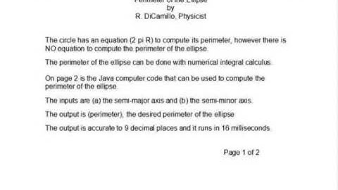Perimeter of the Ellipse