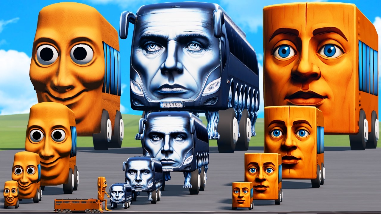 Big & Small Rang Ring Reng Bus vs Te Te Te Sahur Bus vs Tung Tung Sahur Bus vs Trains | BeamNG.Drive