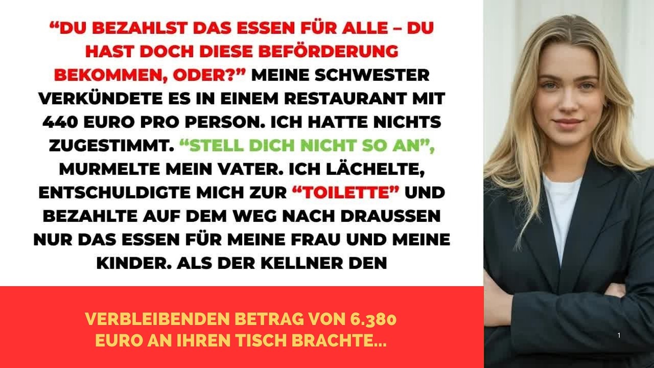 Du Zahlst Für Alle Das Essen—Du Hast Doch Die Beförderung, Oder？＂ Meine Schwester Verkündete