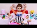 Daddy and the twins morning adventures! Play Dolls compilation