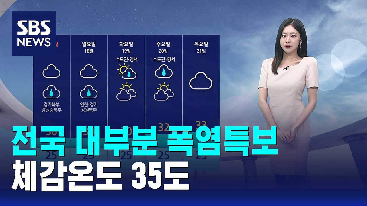 [날씨] 전국 대부분 폭염특보…체감온도 35도 / SBS