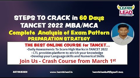 STEPS TO CRACK TANCET 2022 in 60 Days | Complete Exam Pattern Analysis by LEARN TO LEAD