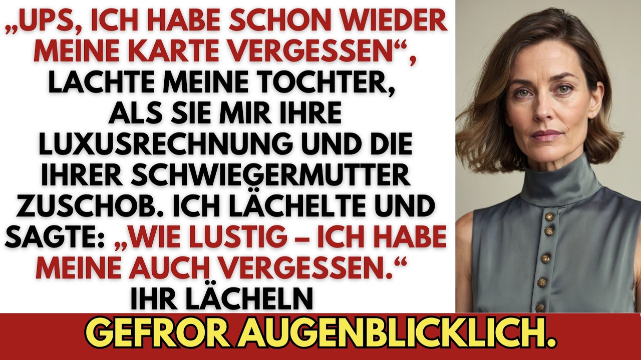 „Wie lustig, ich habe meine Karte heute auch vergessen“, sagte ich ruhig – und sah zu, wie meine Tochter und ihre Schwiegermutter an der Kasse erstarrten, als drei teure Luxusartikel für 1.200...