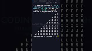 Lập Trình C++ - Tam giác các chữ cái alphabet - Coding With Thinh #shorts screenshot 2