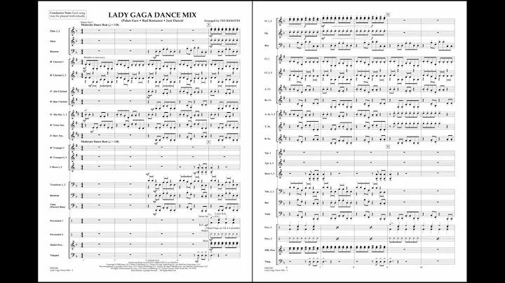 Lady Gaga Dance Mix arranged by Ted Ricketts