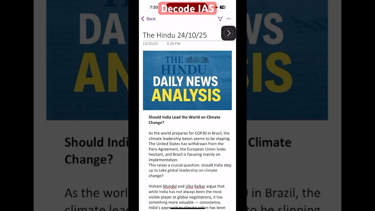 Should India Lead the World on Climate Change? | The Hindu Editorial Analysis 