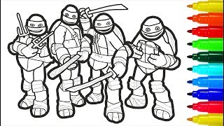 TMNT Coloring Pages With Colored Markers For Young Children