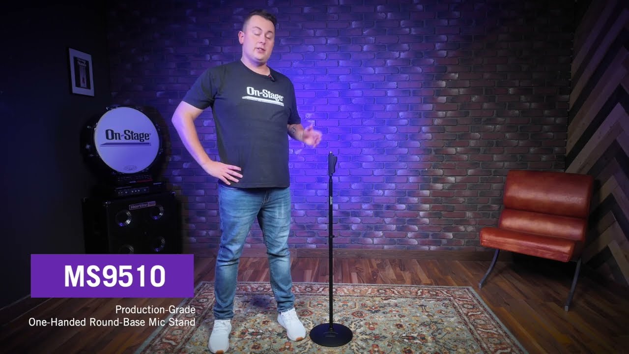 MS9510 Production Grade One-Handed Round Base Mic Stand | On-Stage